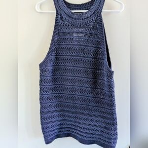 Banana Republic | Women's Large | Navy Blue Pointelle Halter Sweater Tank